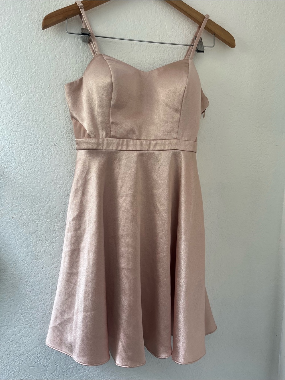 Forever 21 Rose Gold Satin Spaghetti-Strap Mini Dress